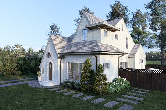 Exterior - Front Elevation 3 for European House Plan #923-285 - 3 bed, 2.5 bath