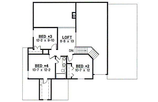 Traditional Floor Plan - Upper Floor Plan #67-304