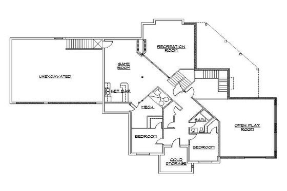 Floor Plan - Lower Floor for European House Plan #5-434 - 7 bed, 6 bath