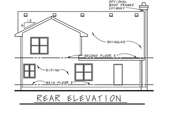 Exterior - Rear Elevation for Farmhouse House Plan #20-1224 - 4 bed, 3 bath