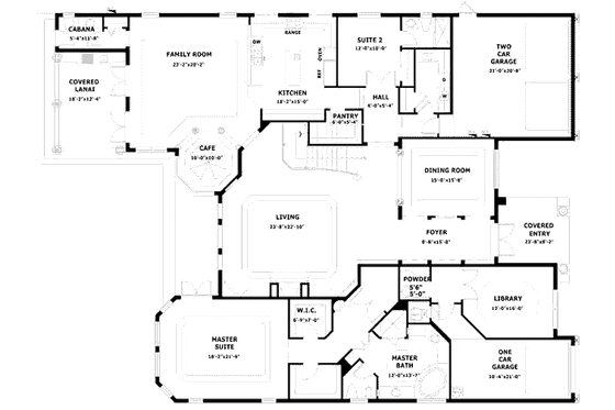 Floor Plan - Main Floor for Mediterranean House Plan #420-155 - 4 bed, 5.5 bath