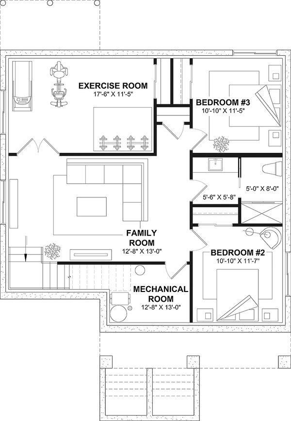 House Blueprint - Modern Floor Plan - Lower Floor Plan #23-2858