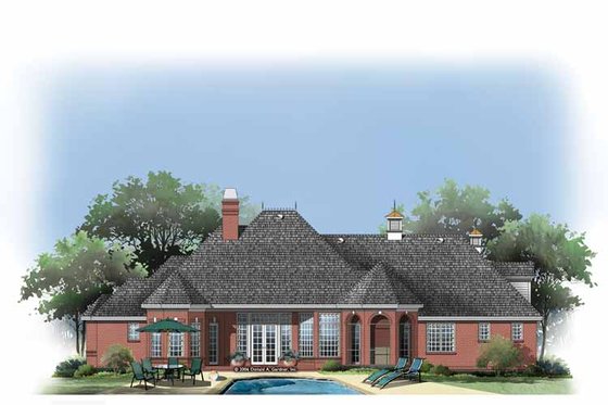Exterior - Rear Elevation 1 for European House Plan #929-877 - 4 bed, 3 bath