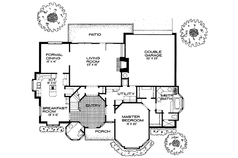 Architectural House Design - Floor Plan - Main Floor for Victorian House Plan #310-1067 - 4 bed, 3.5 bath