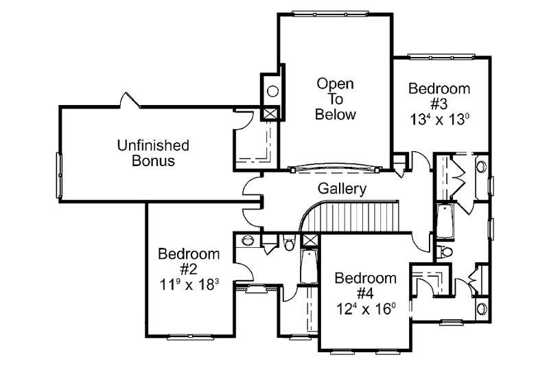 Home Plan - Floor Plan - Upper Floor for Country House Plan #429-413 - 4 bed, 3.5 bath