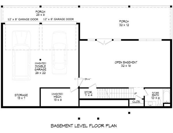 Floor Plan - Lower Floor for Barndominium House Plan #932-1421 - 3 bed, 2 bath