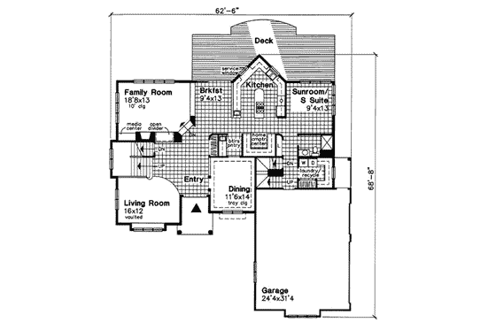 Floor Plan - Main Floor for Traditional House Plan #50-180 - 4 bed, 4 bath