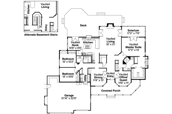 Floor Plan - Main Floor for Ranch House Plan #124-413 - 4 bed, 2 bath