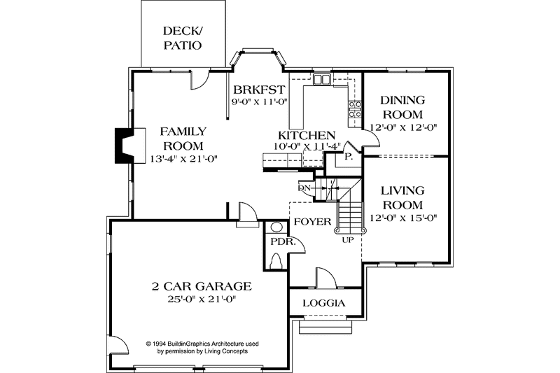 House Blueprint - Floor Plan - Main Floor for Traditional House Plan #453-513 - 3 bed, 2.5 bath