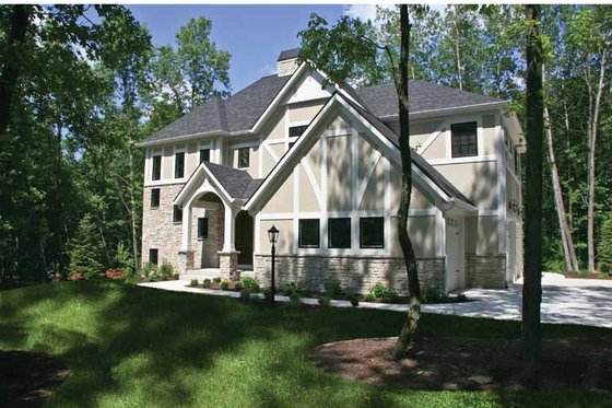 Exterior - Front Elevation 4 for Tudor House Plan #928-234 - 4 bed, 2.5 bath