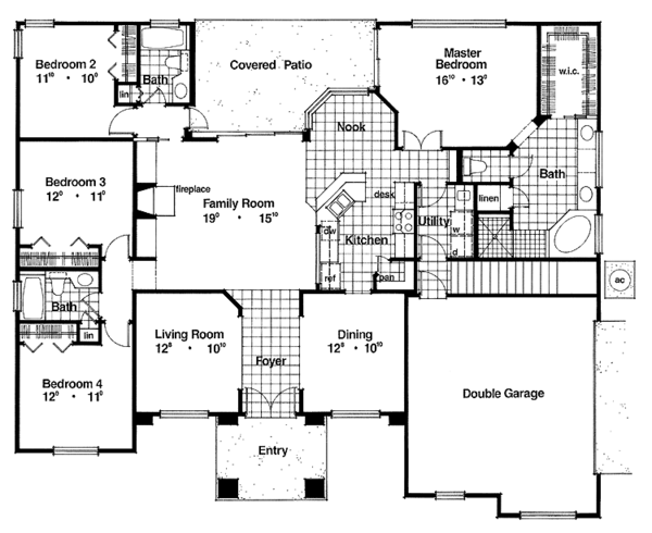 Architectural House Design - Mediterranean Floor Plan - Main Floor Plan #417-637