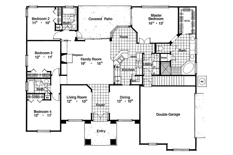 Dream House Plan - Floor Plan - Main Floor for Mediterranean House Plan #417-637 - 4 bed, 3 bath