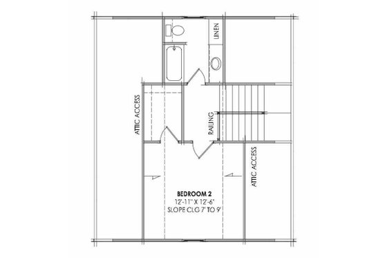Floor Plan - Upper Floor for Bungalow House Plan #1096-168 - 2 bed, 2 bath
