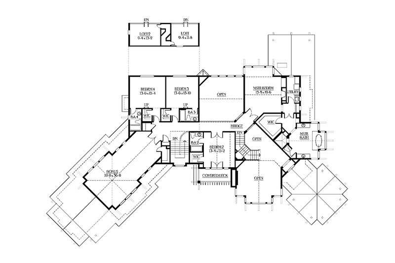 Home Plan - Floor Plan - Upper Floor for Craftsman House Plan #132-520 - 4 bed, 5.5 bath