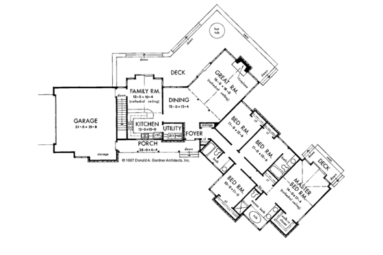 Floor Plan - Main Floor for Ranch House Plan #929-62 - 4 bed, 3 bath