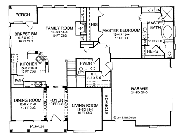 Architectural House Design - Colonial Floor Plan - Main Floor Plan #952-214