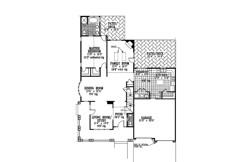 Architectural House Design - Floor Plan - Main Floor for Country House Plan #953-97 - 3 bed, 2.5 bath