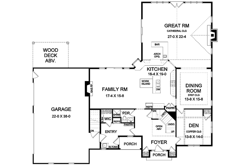 Home Plan - Floor Plan - Main Floor for Country House Plan #328-375 - 4 bed, 2.5 bath