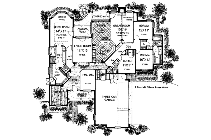 House Design - Floor Plan - Main Floor for Country House Plan #310-1157 - 4 bed, 3 bath