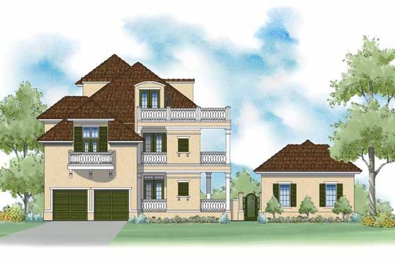 Exterior - Rear Elevation for Southern House Plan #930-402 - 3 bed, 4 bath