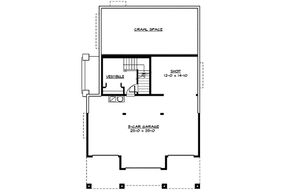 Floor Plan - Lower Floor for Craftsman House Plan #132-133 - 3 bed, 2.5 bath
