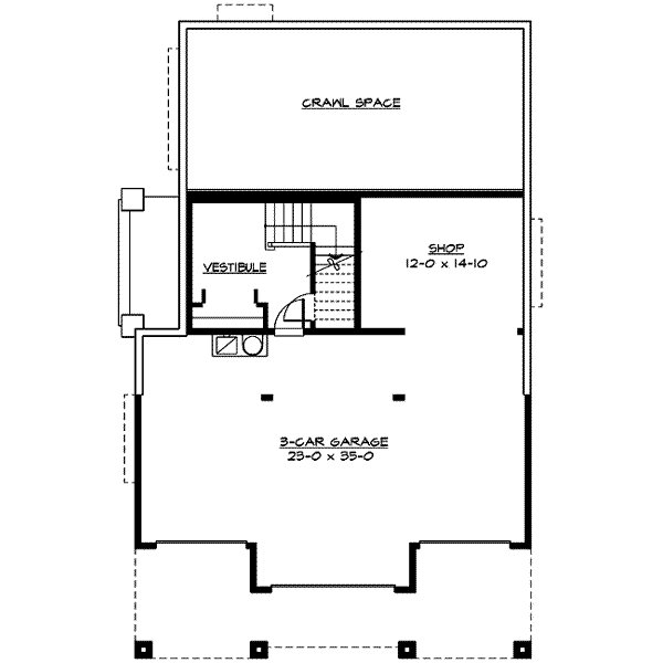Craftsman Floor Plan - Lower Floor Plan #132-133