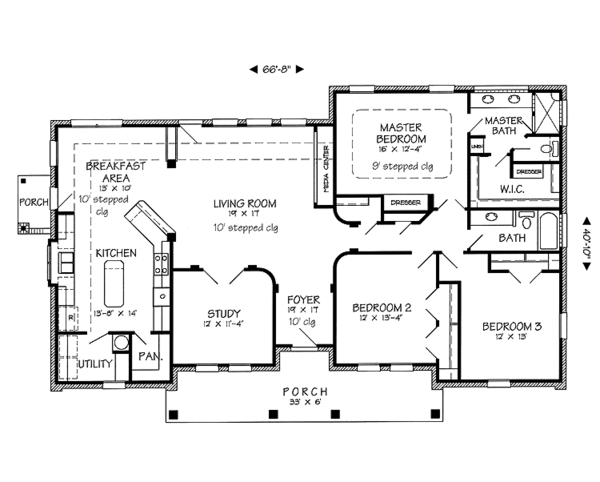 House Blueprint - Country Floor Plan - Main Floor Plan #968-4