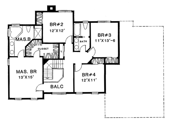 Dream House Plan - Colonial Floor Plan - Upper Floor Plan #1001-78