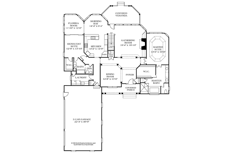Architectural House Design - Floor Plan - Main Floor for Traditional House Plan #453-188 - 4 bed, 4 bath