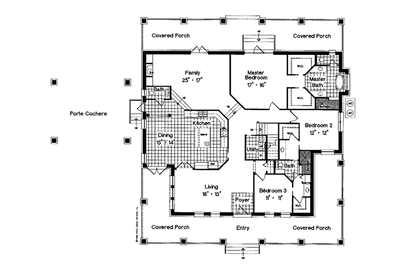 Home Plan - Floor Plan - Main Floor for Mediterranean House Plan #417-682 - 3 bed, 2.5 bath
