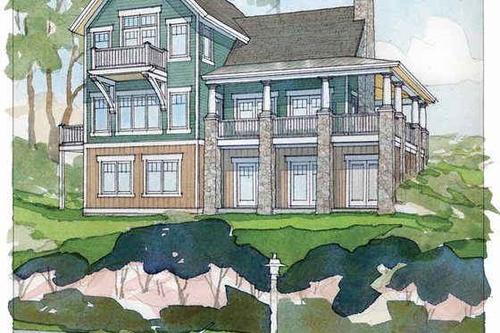 Exterior - Rear Elevation 4 for Traditional House Plan #928-44 - 4 bed, 3 bath