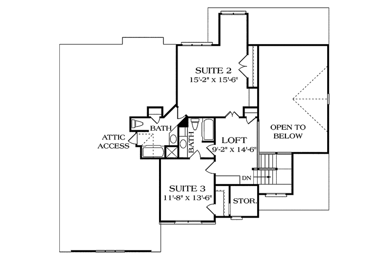 Dream House Plan - Floor Plan - Upper Floor for Craftsman House Plan #453-225 - 3 bed, 3.5 bath