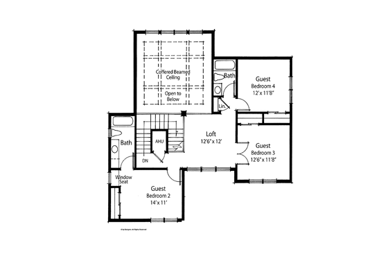 Floor Plan - Upper Floor for Farmhouse House Plan #938-7 - 4 bed, 4 bath