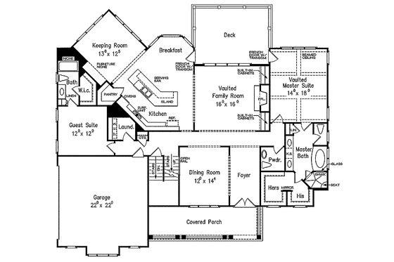 Floor Plan - Main Floor for Craftsman House Plan #927-343 - 4 bed, 4.5 bath