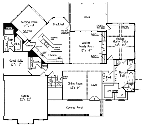 House Plan Design - Craftsman Floor Plan - Main Floor Plan #927-343