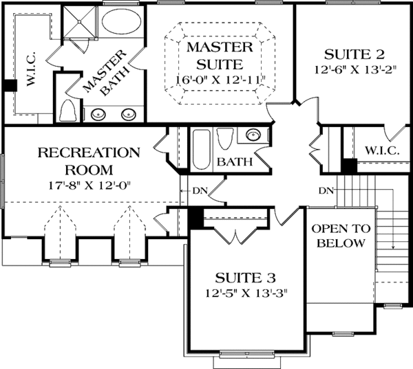 Architectural House Design - Traditional Floor Plan - Upper Floor Plan #453-519