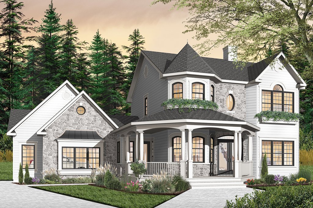 Victorian Style House Plan - 3 Beds 2.5 Baths 1936 Sq/Ft Plan #23-749