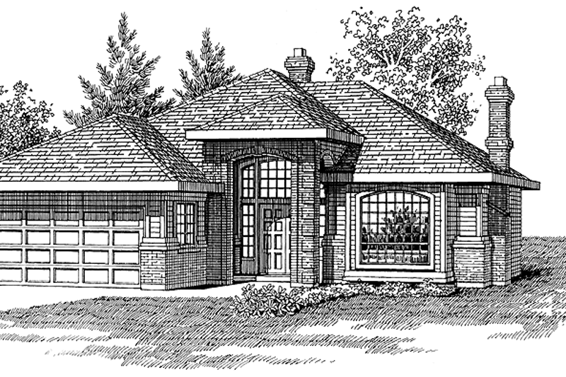 House Blueprint - Prairie Exterior - Front Elevation Plan #47-811