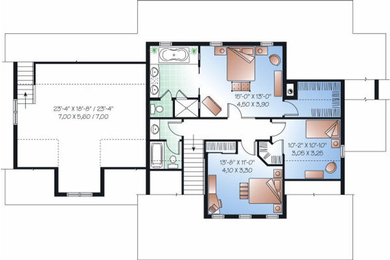 Dream House Plan - Floor Plan - Upper Floor for Farmhouse House Plan #23-729 - 3 bed, 2.5 bath