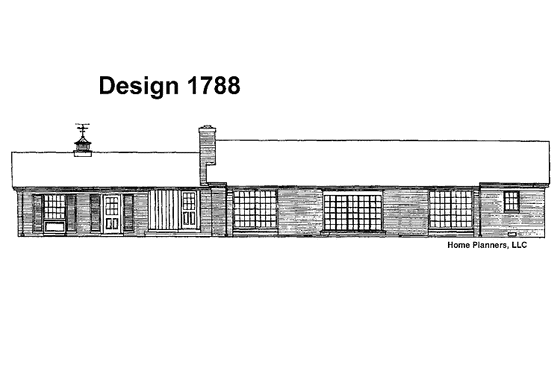 Exterior - Rear Elevation for Classical House Plan #72-557 - 3 bed, 2.5 bath