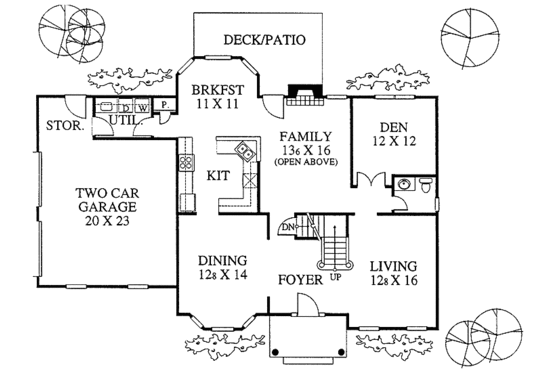 Floor Plan - Main Floor for Colonial House Plan #1053-10 - 4 bed, 2.5 bath