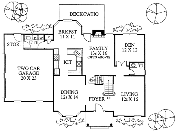 Architectural House Design - Colonial Floor Plan - Main Floor Plan #1053-10