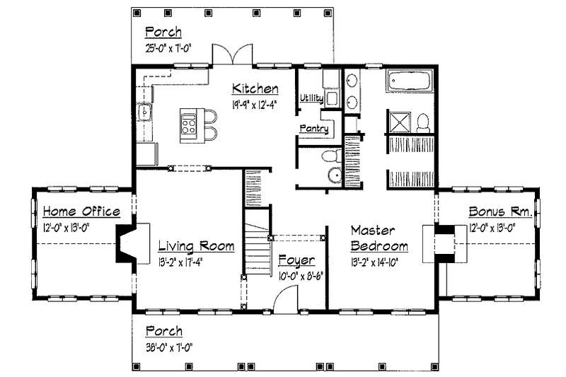 House Blueprint - Floor Plan - Main Floor for Victorian House Plan #1051-16 - 3 bed, 2.5 bath