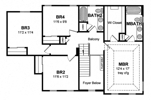 Architectural House Design - Colonial Floor Plan - Upper Floor Plan #316-291
