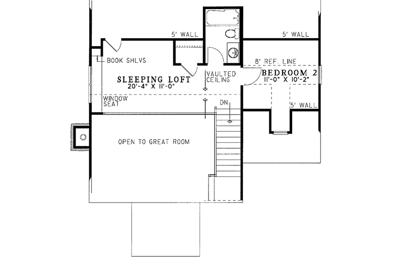 Home Plan - Floor Plan - Upper Floor for Craftsman House Plan #17-3046 - 2 bed, 2 bath