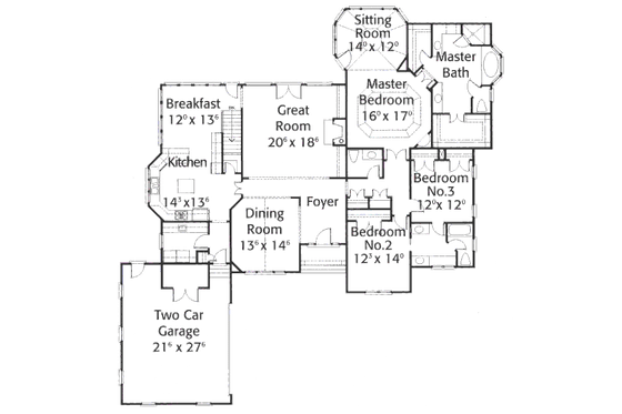 Floor Plan - Main Floor for European House Plan #429-2 - 3 bed, 2.5 bath