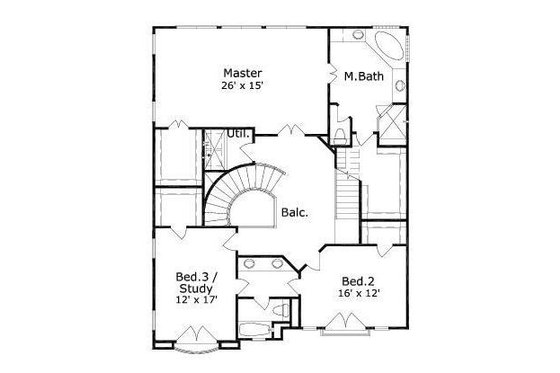 Floor Plan - Upper Floor for Mediterranean House Plan #411-532 - 4 bed, 3.5 bath