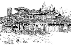 Exterior - Front Elevation 4 for Craftsman House Plan #942-16 - 5 bed, 6.5 bath