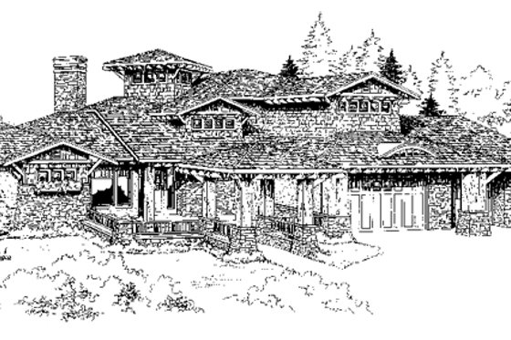 Exterior - Front Elevation 4 for Craftsman House Plan #942-16 - 5 bed, 6.5 bath