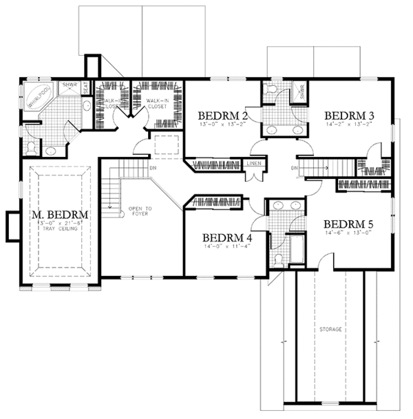 House Blueprint - Colonial Floor Plan - Upper Floor Plan #1029-18